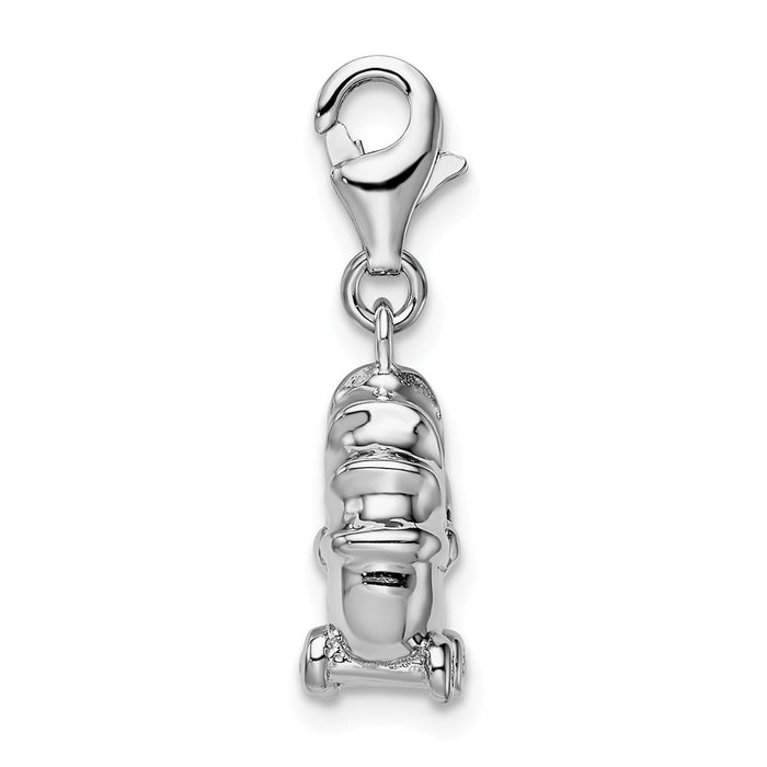 Million Charms 925 Sterling Silver Rhodium-Plated Baby Carriage With Lobster Clasp Charm