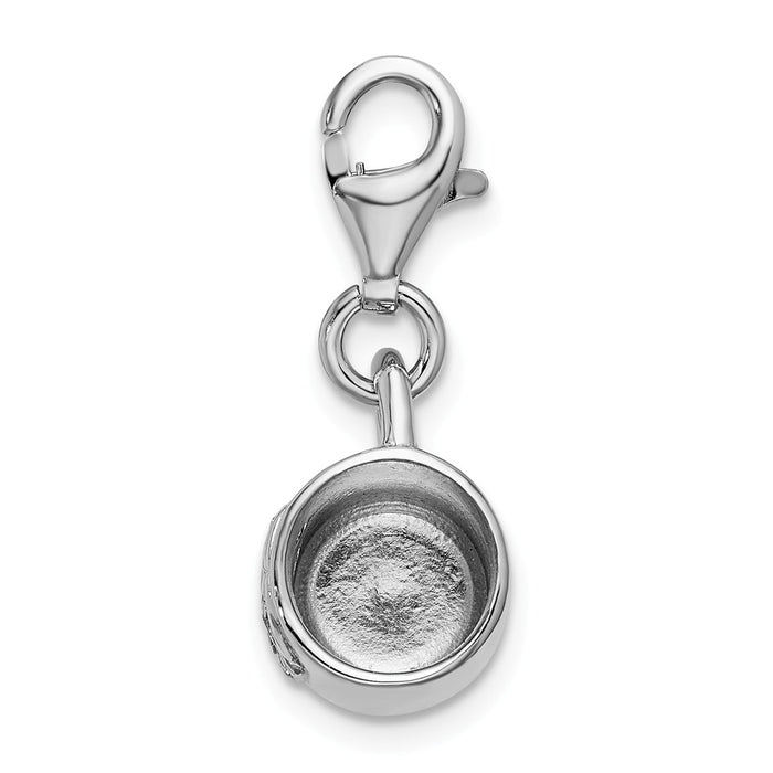 Million Charms 925 Sterling Silver Rhodium-Plated Baby Cup With Lobster Clasp Charm