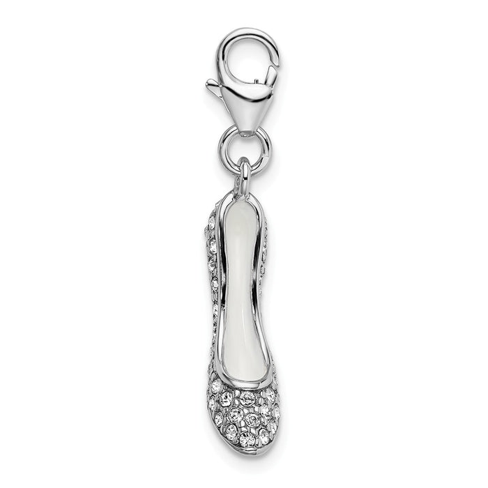 Million Charms 925 Sterling Silver With Rhodium-Plated Swarovski Crystals/Enamel High Heel With Lobster Clasp Charm