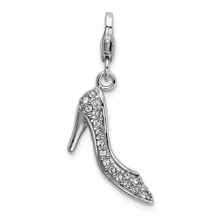 Million Charms 925 Sterling Silver With Rhodium-Plated Swarovski Crystals/Enamel High Heel With Lobster Clasp Charm