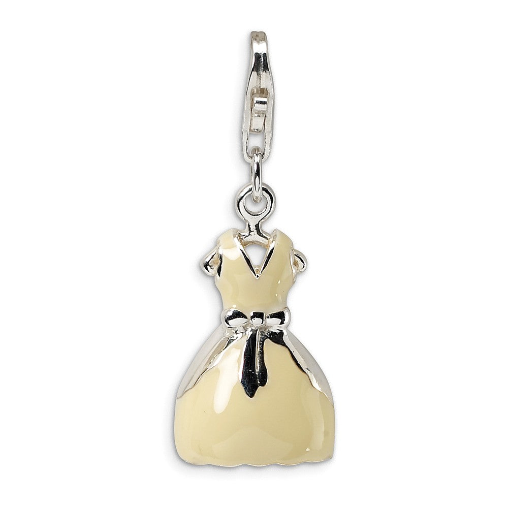Million Charms 925 Sterling Silver Rhodium-Plated 3-D Enameled Dress With Lobster Clasp Charm