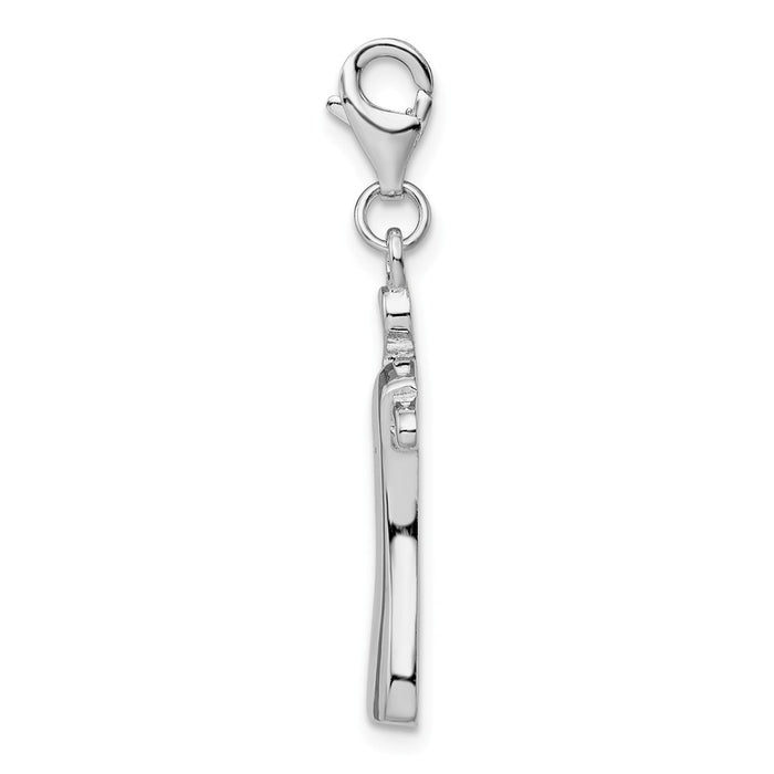 Million Charms 925 Sterling Silver Rhodium-Plated Dress On Hanger With Lobster Clasp Charm