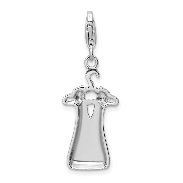 Million Charms 925 Sterling Silver Rhodium-Plated Dress On Hanger With Lobster Clasp Charm