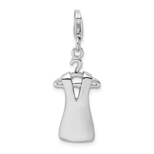 Million Charms 925 Sterling Silver Rhodium-Plated Dress On Hanger With Lobster Clasp Charm