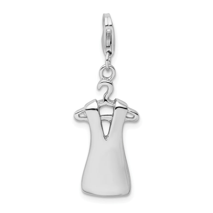 Million Charms 925 Sterling Silver Rhodium-Plated Dress On Hanger With Lobster Clasp Charm