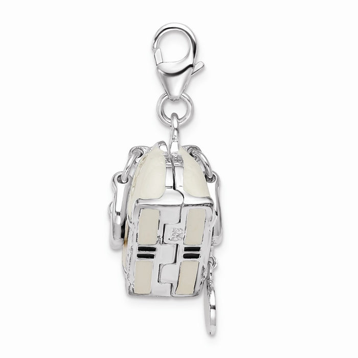 Million Charms 925 Sterling Silver Rhodium-Plated 3-D Enameled Purse With Lobster Clasp Charm