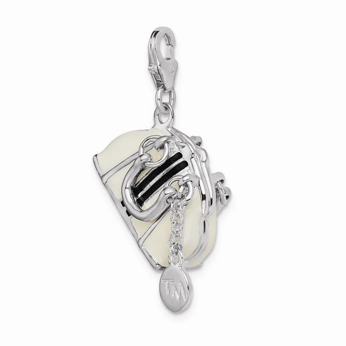 Million Charms 925 Sterling Silver Rhodium-Plated 3-D Enameled Purse With Lobster Clasp Charm