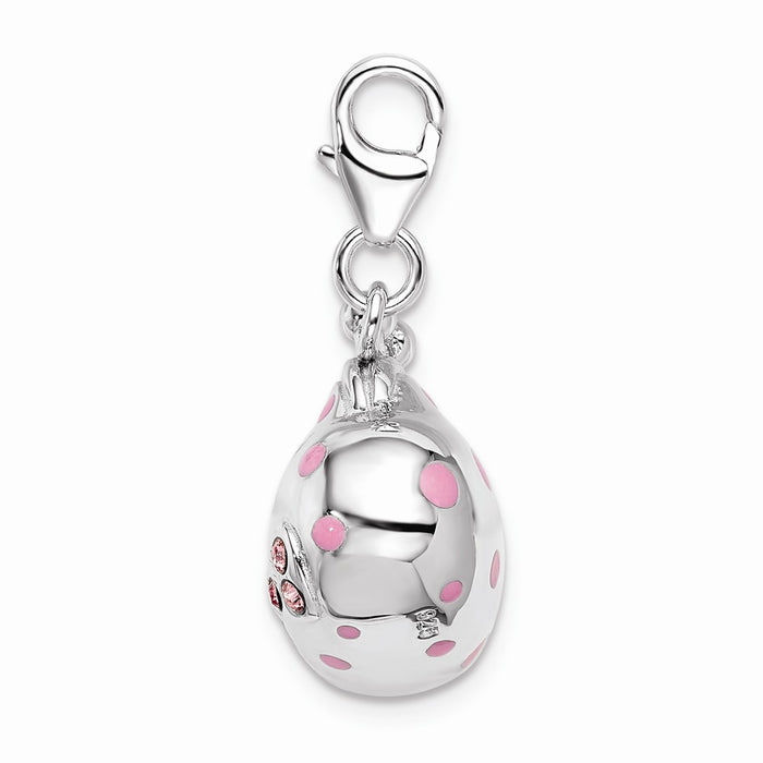 Million Charms 925 Sterling Silver With Rhodium-Plated Swarovski Crystals/Enamel Little Princess Handbag Charm