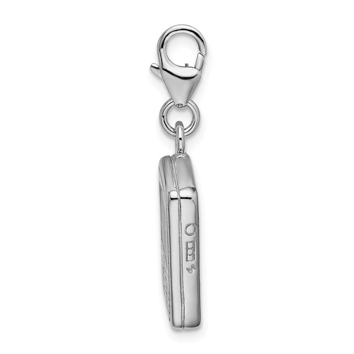 Million Charms 925 Sterling Silver Rhodium-Plated 3-D Enameled Cell Phone With Lobster Clasp Charm