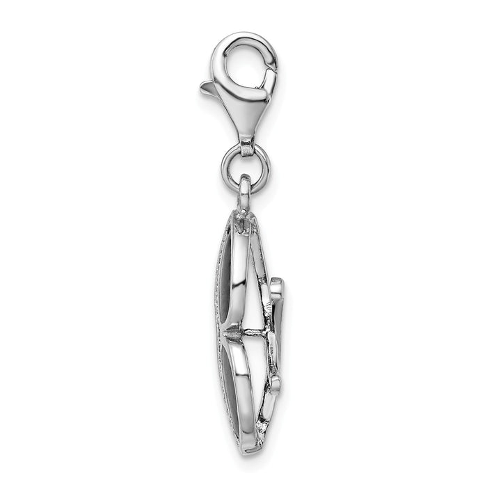 Million Charms 925 Sterling Silver With Rhodium-Plated 3-D Enameled Sunglass With Lobster Clasp Charm