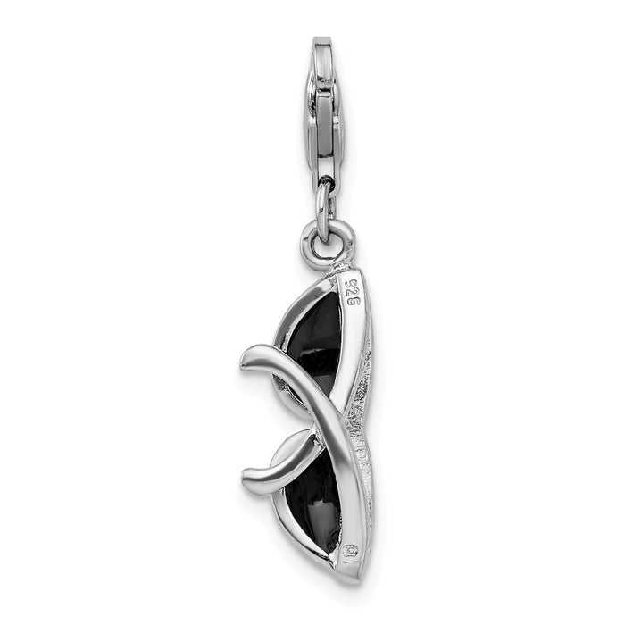 Million Charms 925 Sterling Silver With Rhodium-Plated 3-D Enameled Sunglass With Lobster Clasp Charm