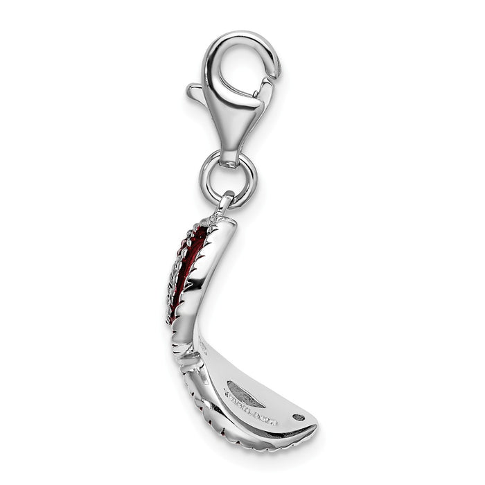 Million Charms 925 Sterling Silver With Rhodium-Plated Red Enameled Mask With Lobster Clasp Charm