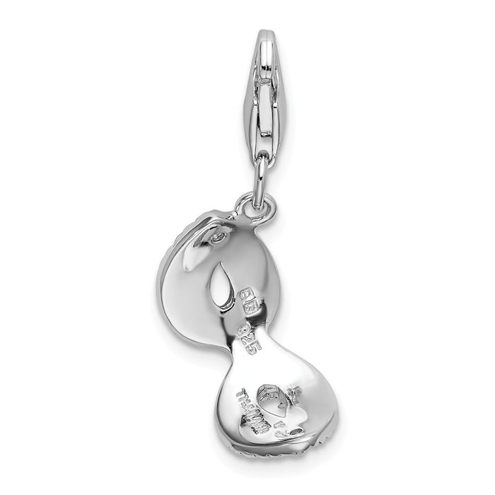 Million Charms 925 Sterling Silver With Rhodium-Plated Red Enameled Mask With Lobster Clasp Charm