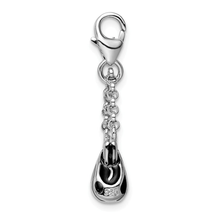 Million Charms 925 Sterling Silver With Rhodium-Plated 3-D Enameled Zebra Hand Bag With Lobster Clasp Charm