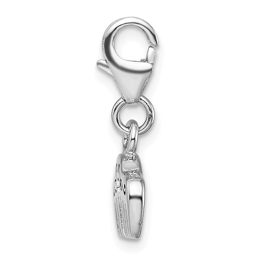 Million Charms 925 Sterling Silver With Rhodium-Plated Swarovski Crystals & Enamel Comb With Lobster Clasp Charm