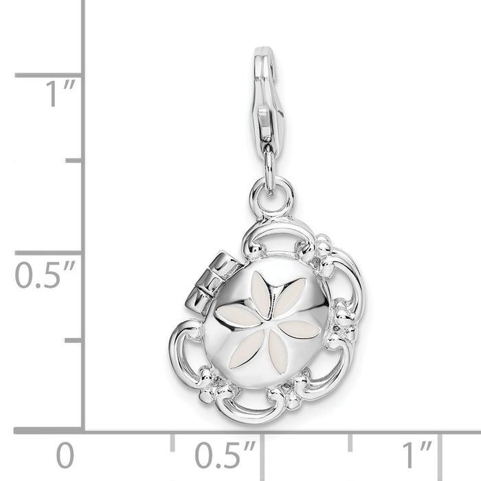 Million Charms 925 Sterling Silver Rhodium-Plated 3-D Enameled Compact With Lobster Clasp Charm