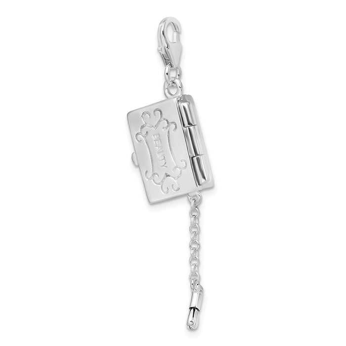 Million Charms 925 Sterling Silver With Rhodium-Plated Enameled Eyeshadow Compact With Lobster Clasp Charm