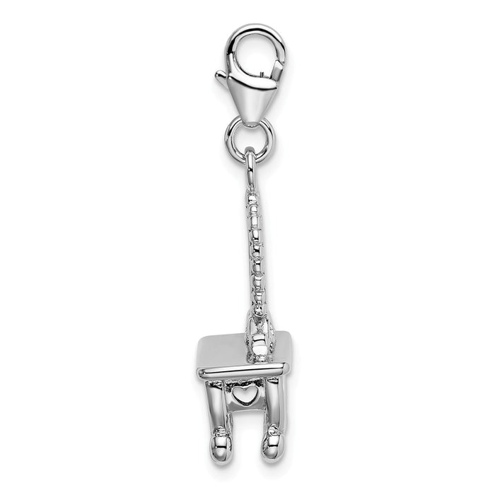 Million Charms 925 Sterling Silver Rhodium-Plated 3-D Vanity With Lobster Clasp Charm