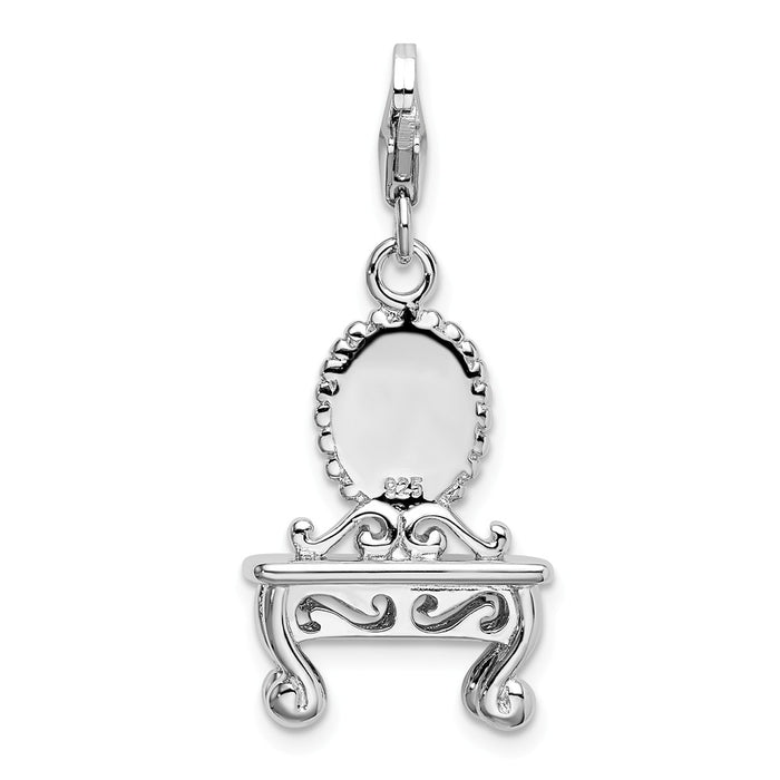 Million Charms 925 Sterling Silver Rhodium-Plated 3-D Vanity With Lobster Clasp Charm