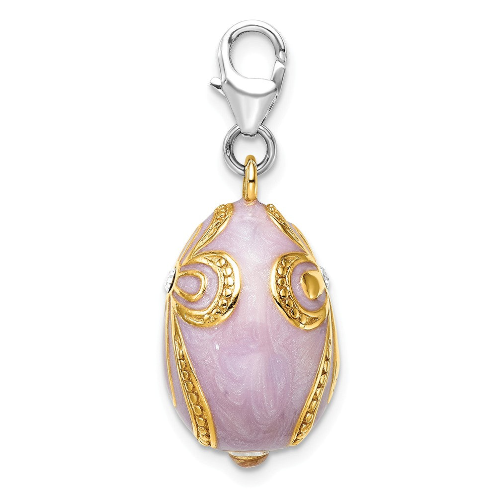 Million Charms 925 Sterling Silver Gold-Plated Swarovski Element Pink Egg With Lobster Charm