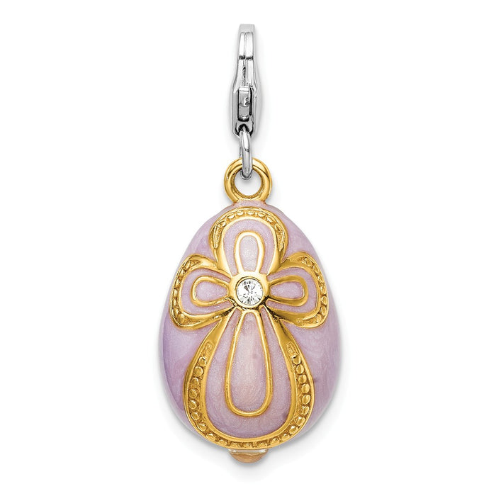 Million Charms 925 Sterling Silver Gold-Plated Swarovski Element Pink Egg With Lobster Charm