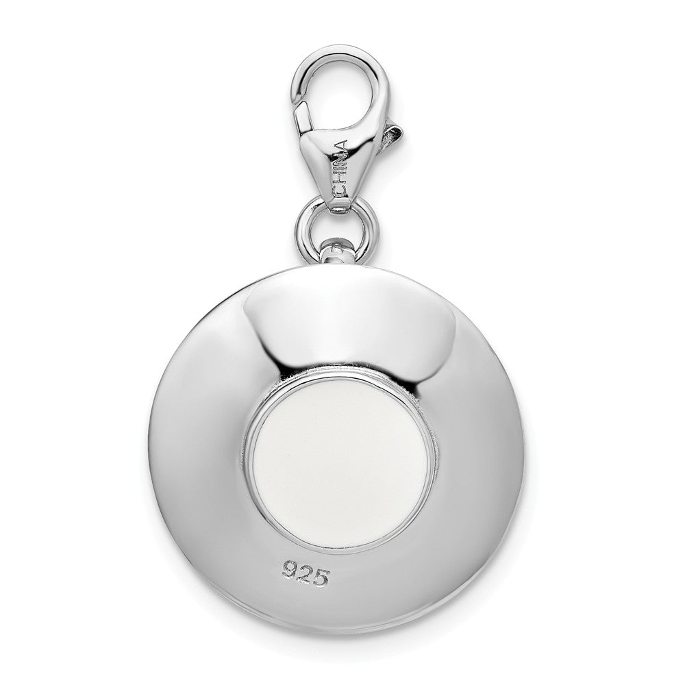 Million Charms 925 Sterling Silver With Rhodium-Plated 3-D Enameled Cappuccino With Lobster Clasp Charm