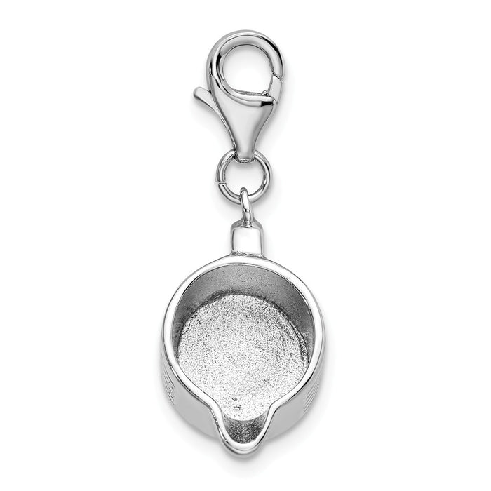 Million Charms 925 Sterling Silver With Rhodium-Plated Polished Measuring Cup With Lobster Clasp Charm