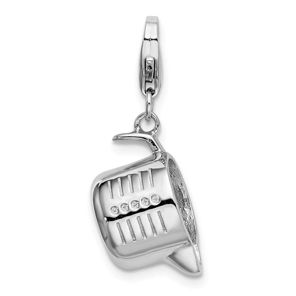 Million Charms 925 Sterling Silver With Rhodium-Plated Polished Measuring Cup With Lobster Clasp Charm