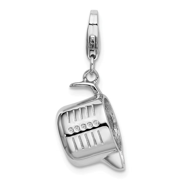 Million Charms 925 Sterling Silver With Rhodium-Plated Polished Measuring Cup With Lobster Clasp Charm