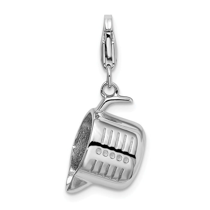 Million Charms 925 Sterling Silver With Rhodium-Plated Polished Measuring Cup With Lobster Clasp Charm