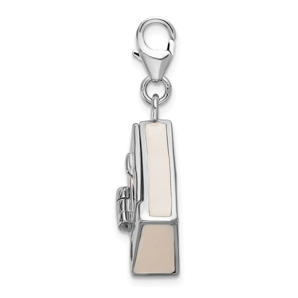 Million Charms 925 Sterling Silver Rhodium-Plated 3-D Enameled Toaster Oven With Lobster Clasp Charm