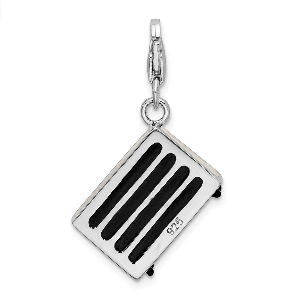 Million Charms 925 Sterling Silver Rhodium-Plated 3-D Enameled Toaster Oven With Lobster Clasp Charm