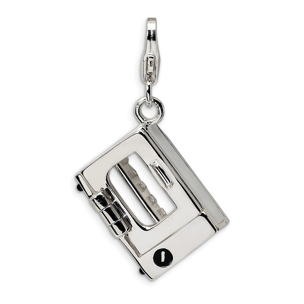 Million Charms 925 Sterling Silver Rhodium-Plated 3-D Enameled Toaster Oven With Lobster Clasp Charm