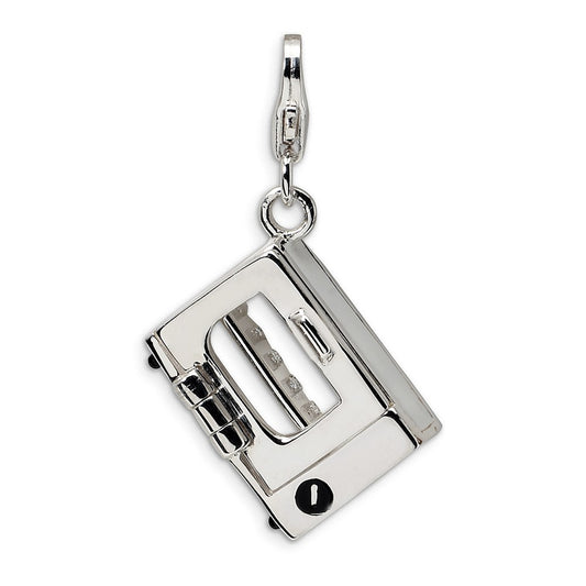 Million Charms 925 Sterling Silver Rhodium-Plated 3-D Enameled Toaster Oven With Lobster Clasp Charm