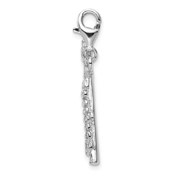 Million Charms 925 Sterling Silver Rhodium-Plated Polished Flute With Lobster Clasp Charm