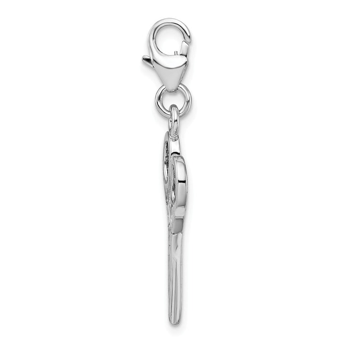 Million Charms 925 Sterling Silver Rhodium-Plated Polished Scissors With Lobster Clasp Charm