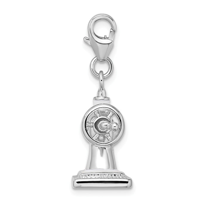 Million Charms 925 Sterling Silver Rhodium-Plated 3-D Enameled Sewing Machine With Lobster Clasp Charm