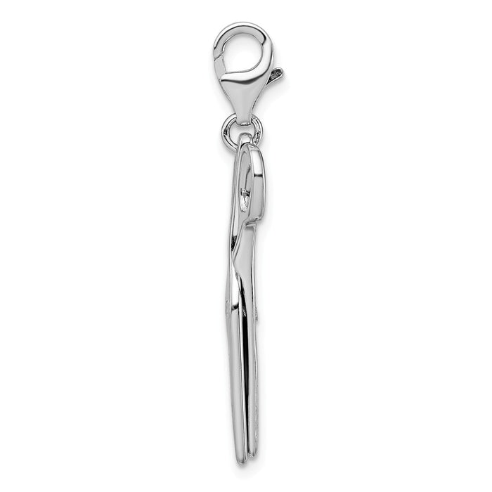Million Charms 925 Sterling Silver Rhodium-Plated Polished Movable Scissors With Lobster Clasp Charm