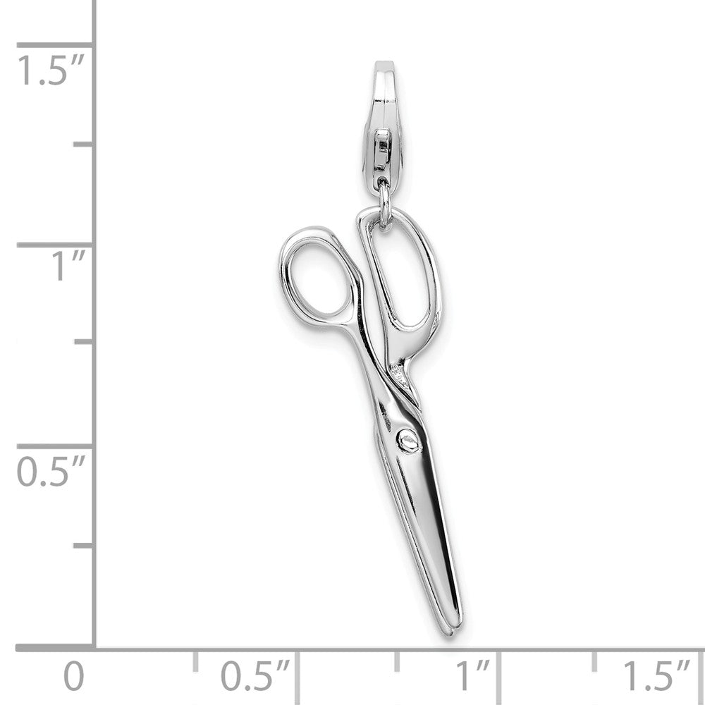 Million Charms 925 Sterling Silver Rhodium-Plated Polished Movable Scissors With Lobster Clasp Charm