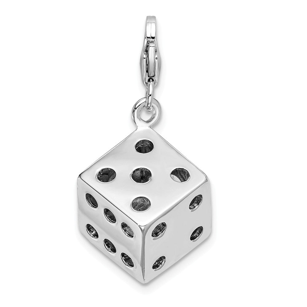 Million Charms 925 Sterling Silver With Rhodium-Plated 3-D Swarovski Crystals Die With Lobster Clasp Charm