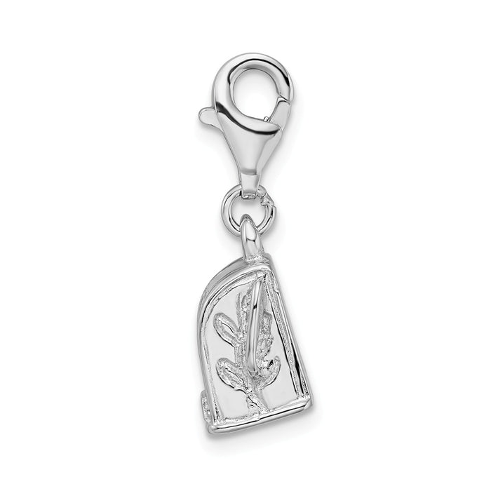 Million Charms 925 Sterling Silver With Rhodium-Plated 3-D Polished Slot Machine With Lobster Clasp Charm