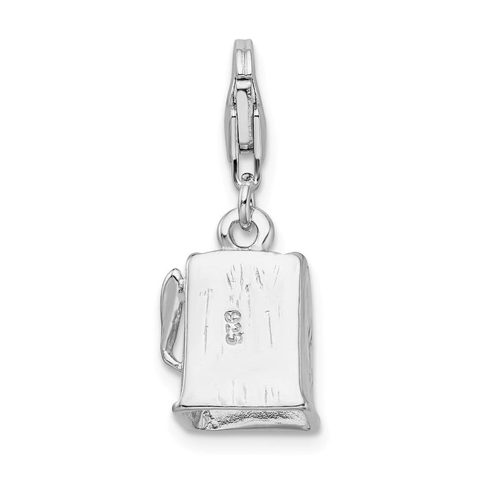 Million Charms 925 Sterling Silver With Rhodium-Plated 3-D Polished Slot Machine With Lobster Clasp Charm