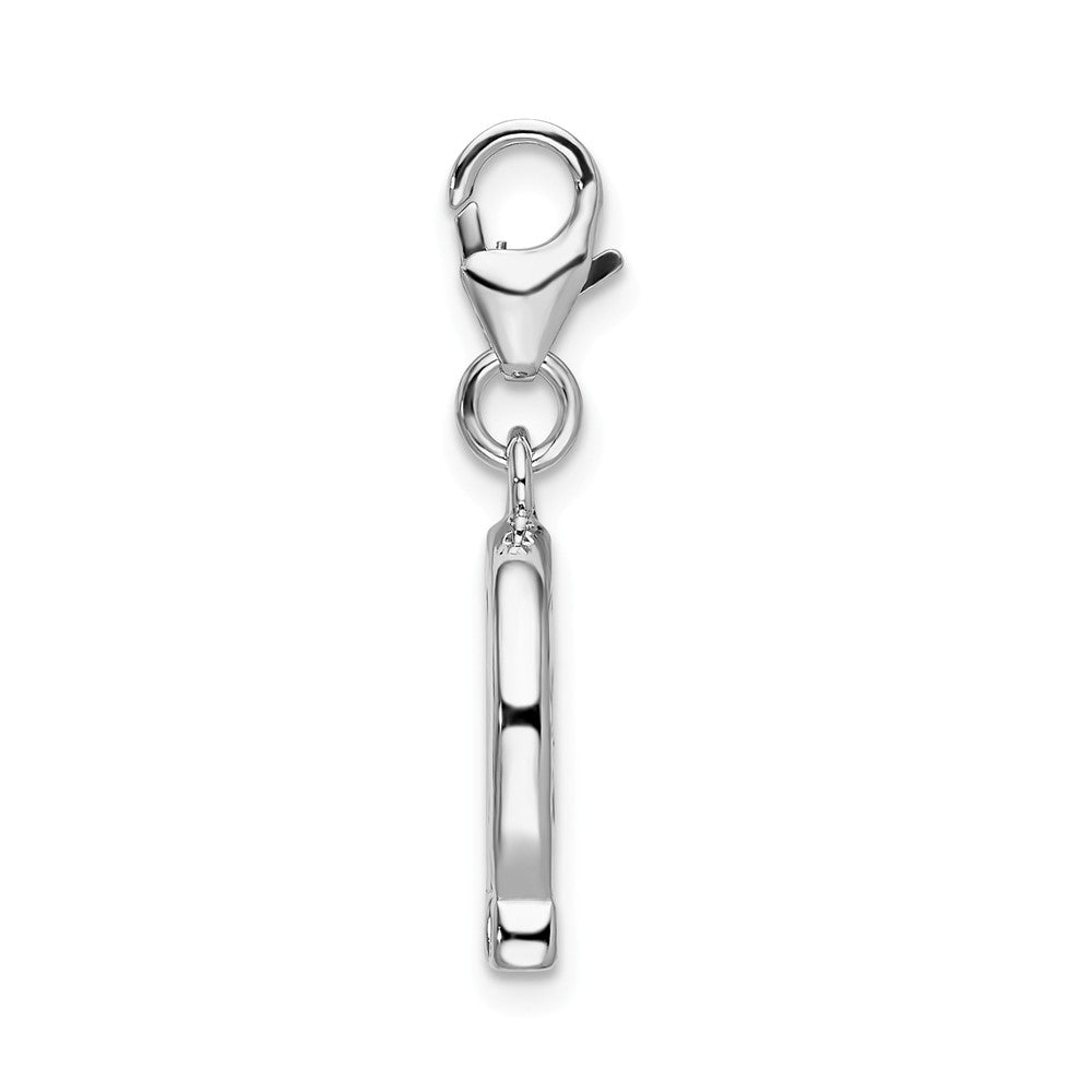 Million Charms 925 Sterling Silver With Rhodium-Plated Swarovski Crystals Horseshoe With Lobster Clasp Charm