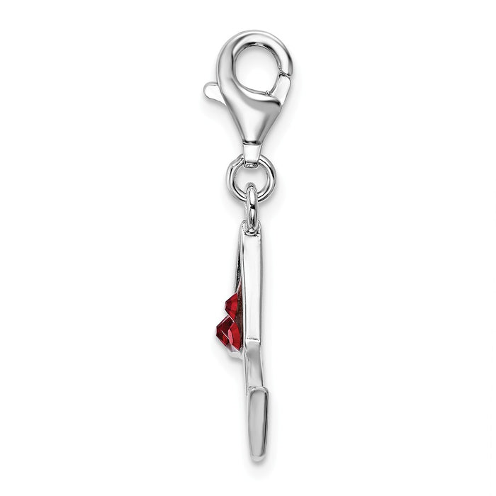 Million Charms 925 Sterling Silver Rhodium-Plated Crystal Martini Glass With Lobster Clasp Charm