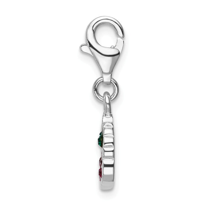 Million Charms 925 Sterling Silver Rhodium-Plated Swarovski Crystals Cherries With Lobster Clasp Charm