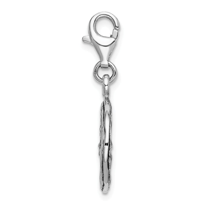 Million Charms 925 Sterling Silver Rhodium-Plated 3-D Yellow Enamel Lemon Wedge With Lobster Clasp Charm