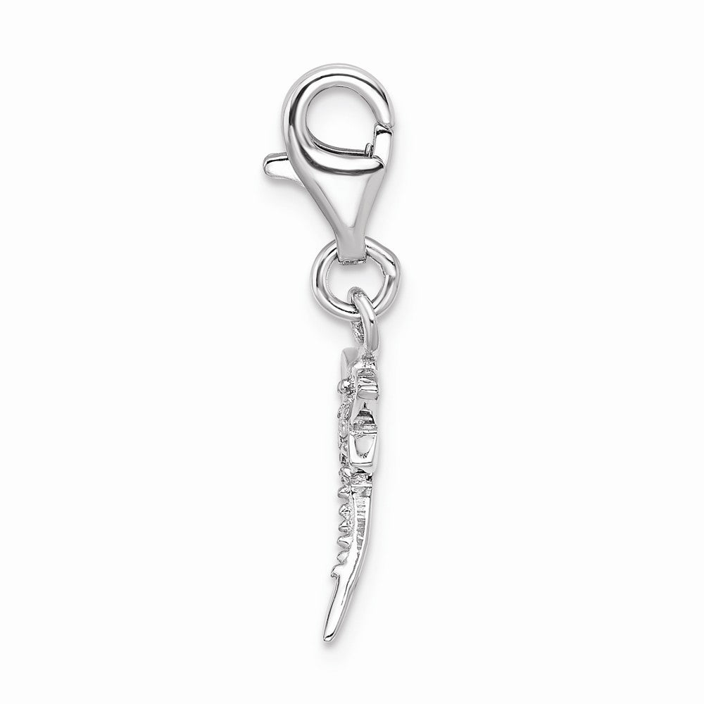 Million Charms 925 Sterling Silver With Rhodium-Plated Lilac Enameled & (Cubic Zirconia) CZ Dragonfly With Lobster Clasp Charm
