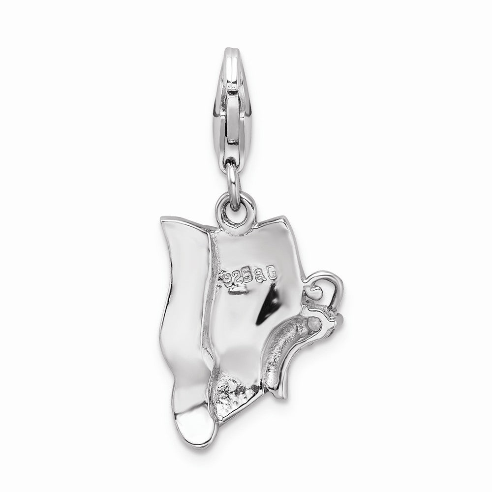 Million Charms 925 Sterling Silver With Rhodium-Plated Green Enameled & (Cubic Zirconia) CZ Butterfly With Lobster Clasp Charm