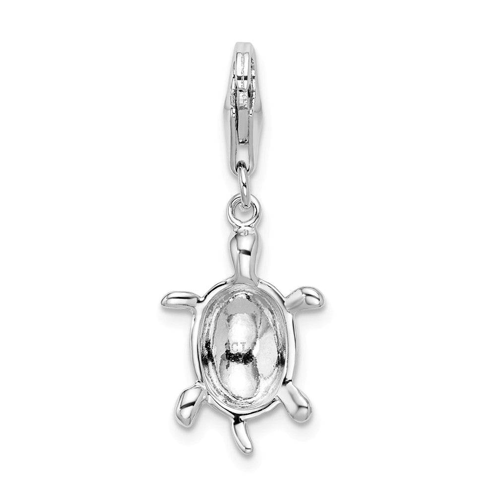 Million Charms 925 Sterling Silver Rhodium-Plated Polished Turtle With Lobster Clasp Charm