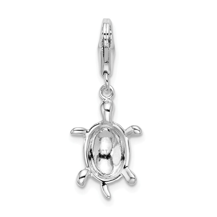 Million Charms 925 Sterling Silver Rhodium-Plated Polished Turtle With Lobster Clasp Charm